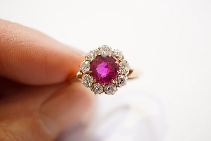 A fine ruby and diamond ring, circa 1900